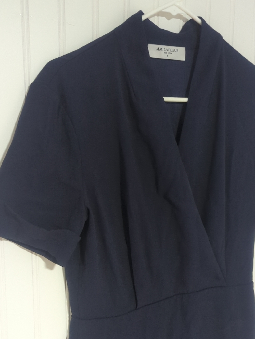 MM.LaFleur Navy Blue Short-Sleeve Wrap Dress - Picture 3 of 5